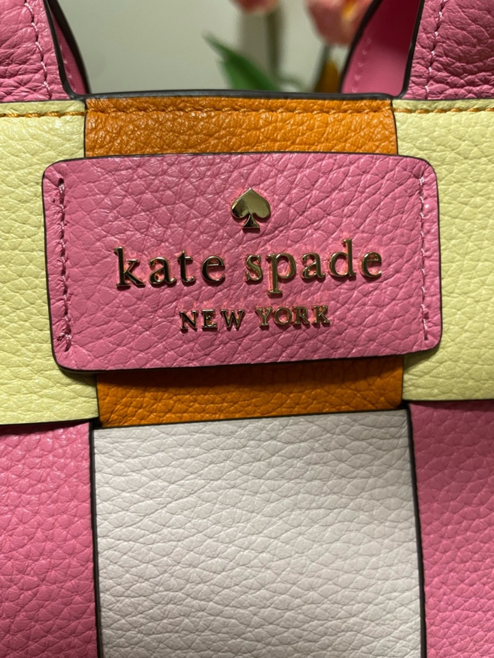 New Kate Spade 100% Genuine leather Pink ivory Woven convertible large Tote bag - Picture 5 of 17